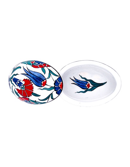 Tulip & Carnation Patterned Jewelry Box Original Iznik Tile PDO