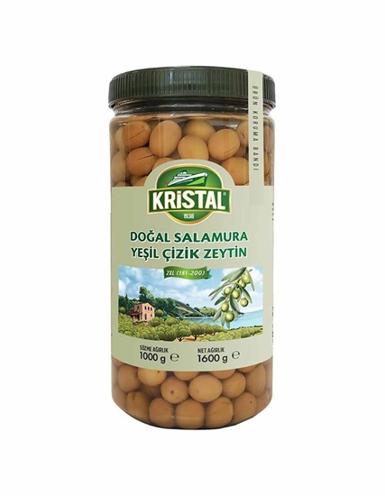 Kristal Natural Pickled Green Scratched Olives 1 Kg 2xl PDO