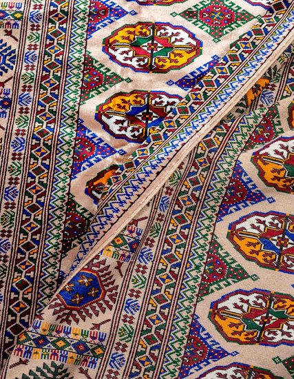 Hand Woven Original Turkmen Tekke Rug 100% Silk 195 x 310 cm