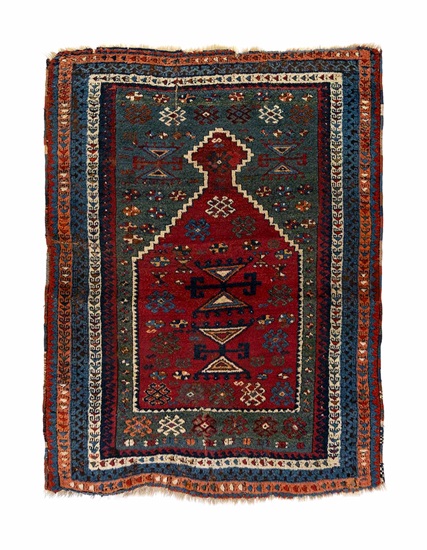 Antik Sivas Divriği Mihraplı Halı 19. Yüzyıl Başı 106 x 138 cm