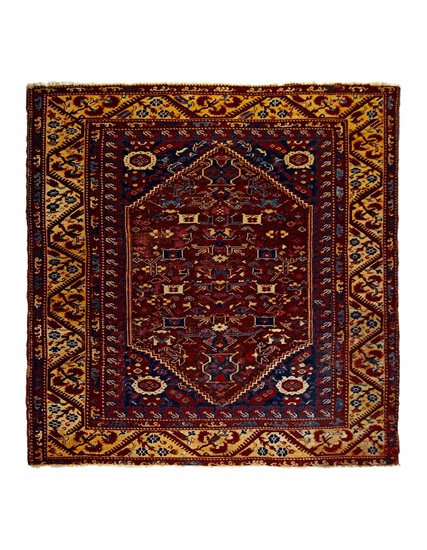 Antik Sarı Sulu Kula Halısı 19. Yüzyıl 146 x 155 cm